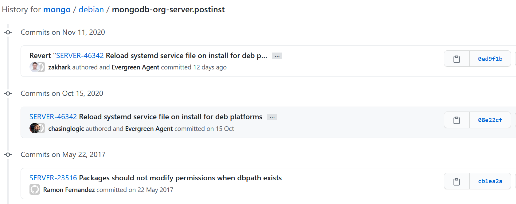 Git history for the post-install script, version 4.0
