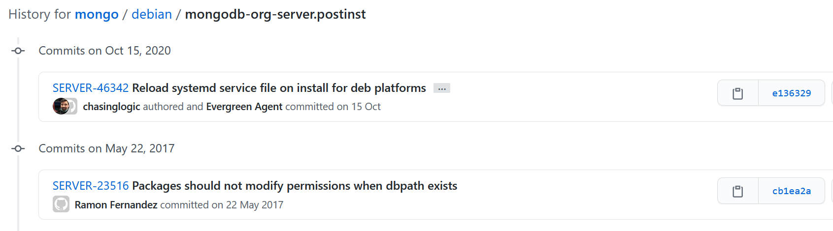 Git history for the post-install script, version 4.2